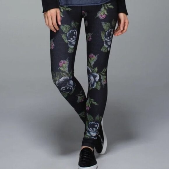 Lululemon Wunder Under Garden Party Athletic Leggings Size 6 - Picture 1 of 8